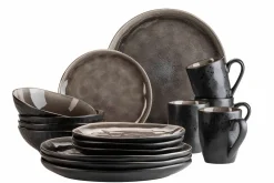 Die moderne Hausfrau Geschirr-Set, Keramik Niara Organic 4 x Speisteller, 4 x Dessertteller, 4 x Kaffeebecher, 4 x Müslischale