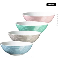 Die moderne Hausfrau Geschirr-Set, Porzellan Kitchen Time II Rosa, Blau, Grün, Beige