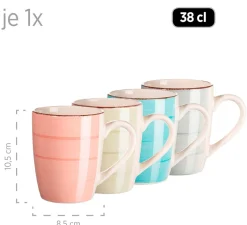 Die moderne Hausfrau Geschirr-Set, Steingut Lumaca Koralle /Grau /Grün /Blau