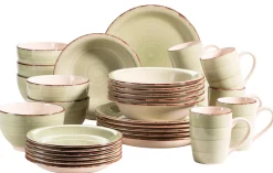 Die moderne Hausfrau Geschirr-Set, Steingut Lumaca Olivgrün