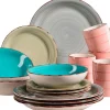 Die moderne Hausfrau Geschirr-Set, Steingut Lumaca Blau /Hellblau /Rosa/Grün