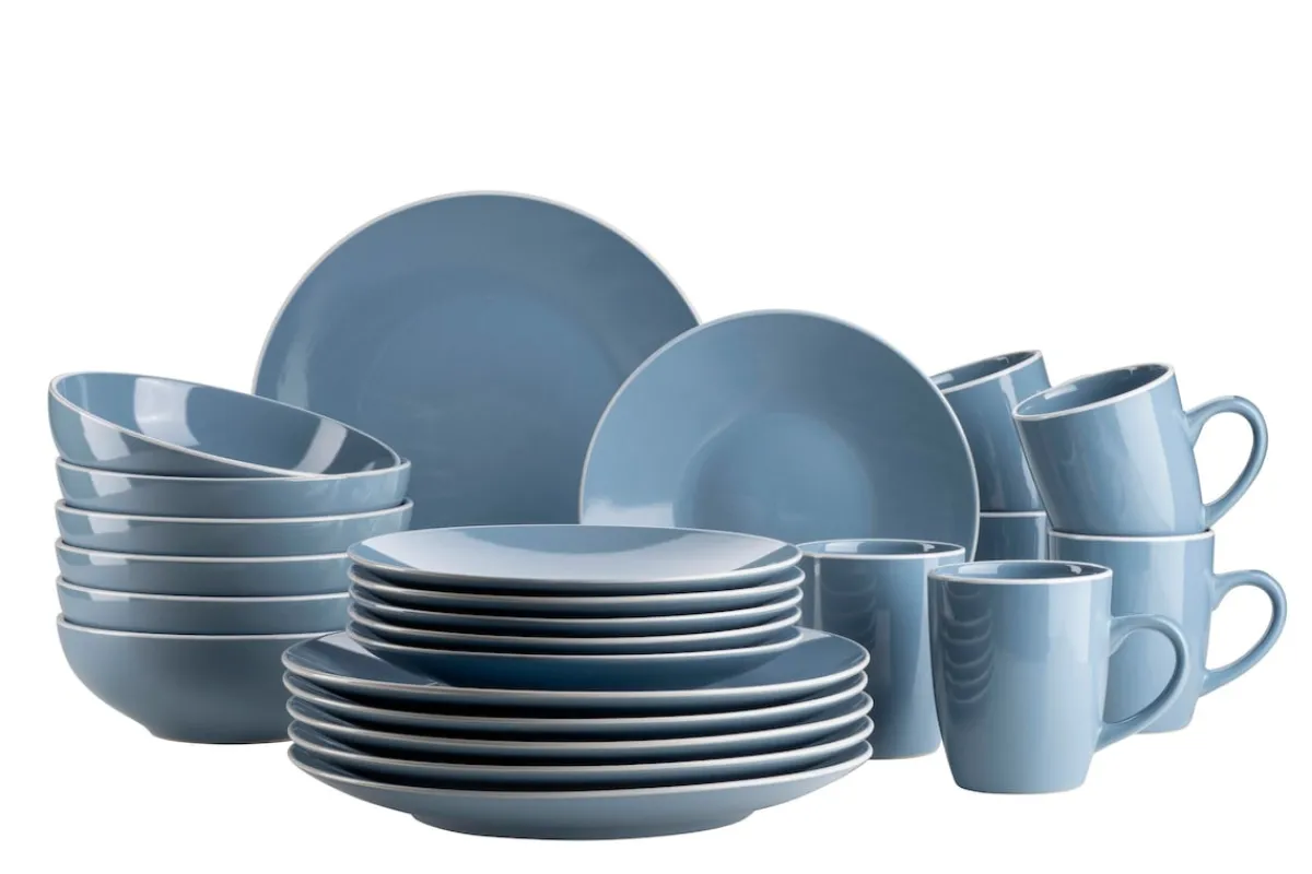 Die moderne Hausfrau Geschirr-Set, Steinzeug Elissa Blau