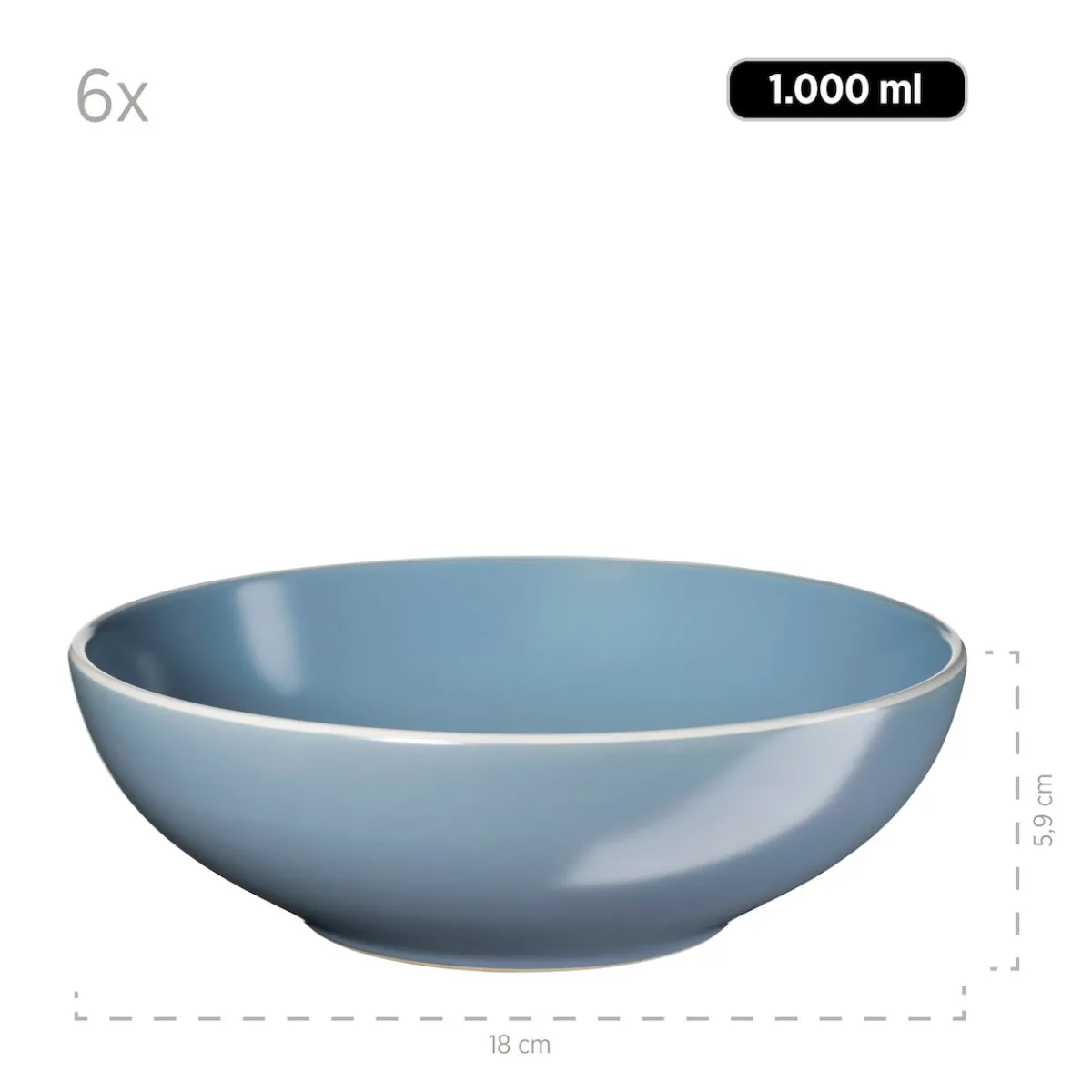 Die moderne Hausfrau Geschirr-Set, Steinzeug Elissa Blau