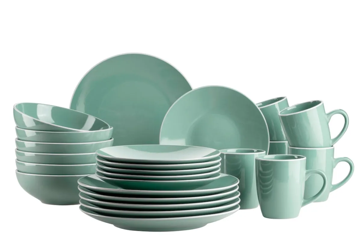 Die moderne Hausfrau Geschirr-Set, Steinzeug Elissa Grün