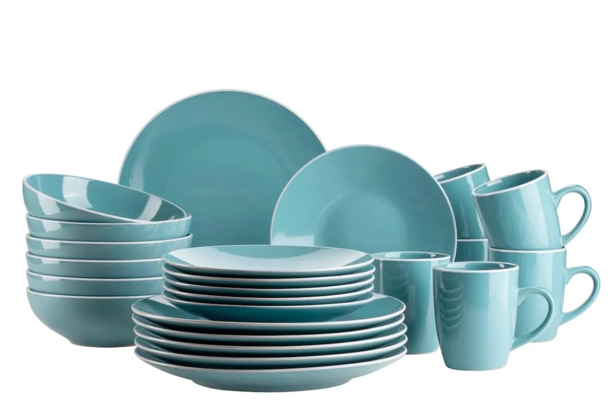 Die moderne Hausfrau Geschirr-Set, Steinzeug Elissa Türkis