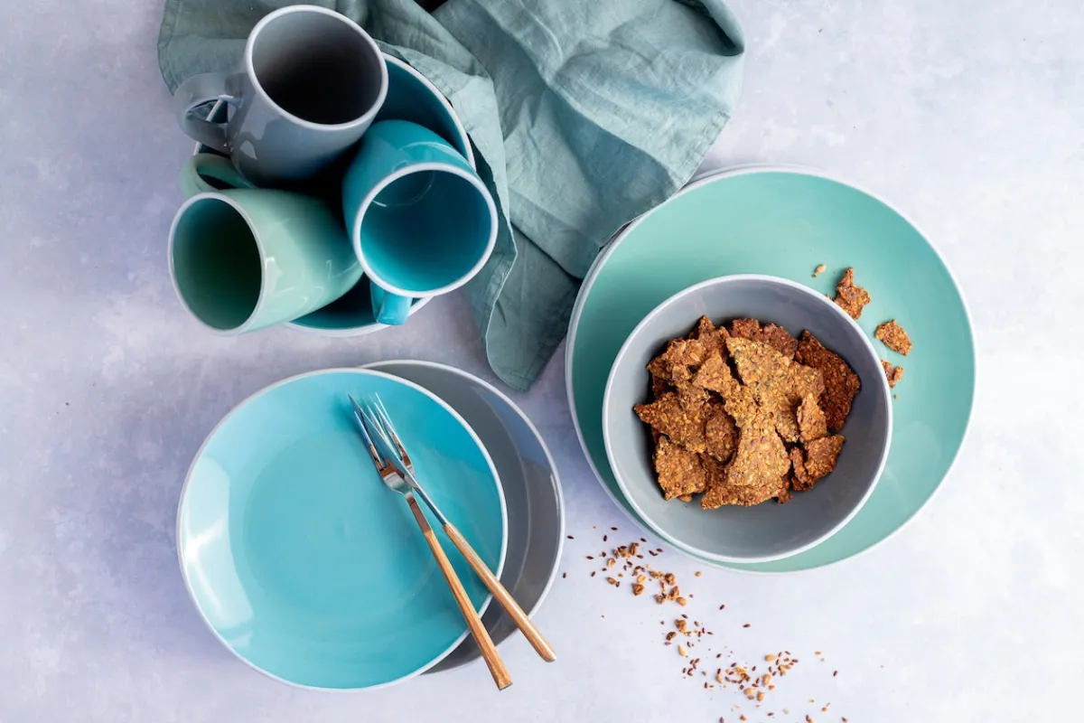 Die moderne Hausfrau Geschirr-Set, Steinzeug Elissa Türkis