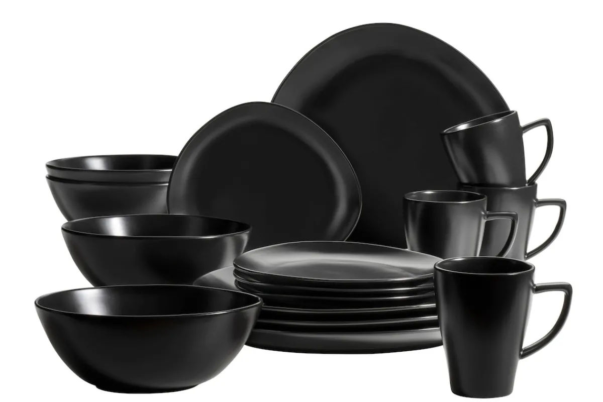 Die moderne Hausfrau Geschirr-Set, Steinzeug Glendale 4 x Speisteller, 4 x Dessertteller, 4 x Kaffeebecher, 4 x Müslischale