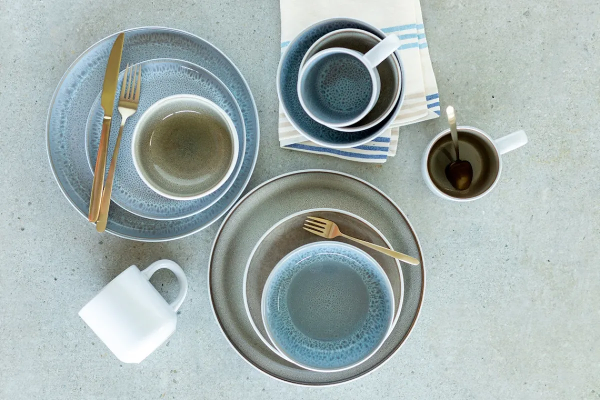 Die moderne Hausfrau Geschirrset, Steinzeug Lunaria Grau