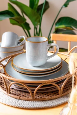 Die moderne Hausfrau Geschirrset, Steinzeug Mabella 4 x Speisteller, 4 x Suppenteller, 4 x Dessertteller, 4 x Müslischüssel, 4 x Kaffeebecher
