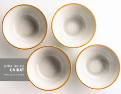 Die moderne Hausfrau Geschirrset, Steinzeug Mabella 4 x Speisteller, 4 x Suppenteller, 4 x Dessertteller, 4 x Müslischüssel, 4 x Kaffeebecher