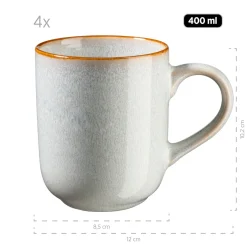 Die moderne Hausfrau Geschirrset, Steinzeug Mabella 4 x Speisteller, 4 x Suppenteller, 4 x Dessertteller, 4 x Müslischüssel, 4 x Kaffeebecher