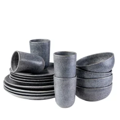 Die moderne Hausfrau Geschirr-Set, Steinzeug Moos'N'Stein Grau