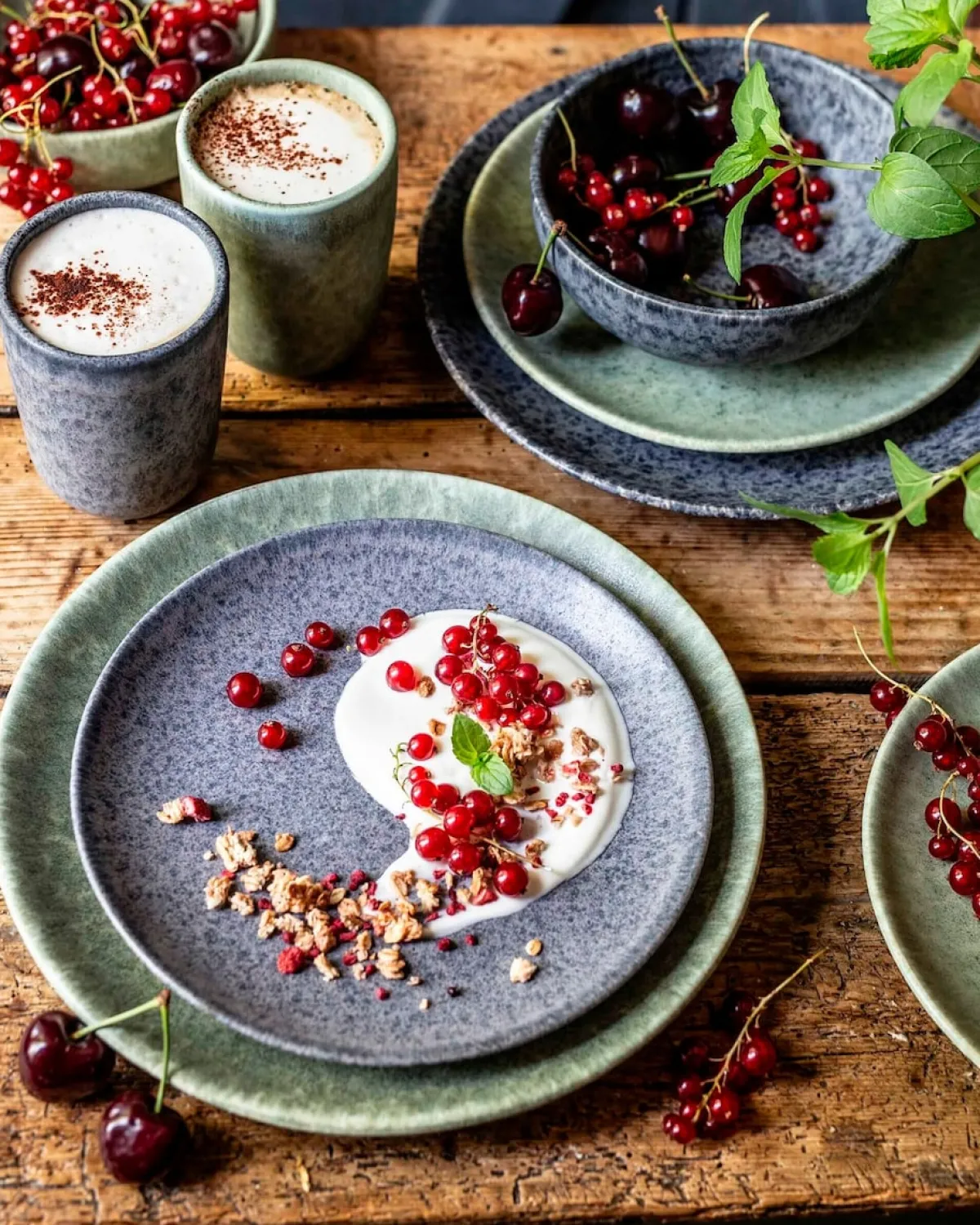 Die moderne Hausfrau Geschirr-Set, Steinzeug Moos'N'Stein Grau