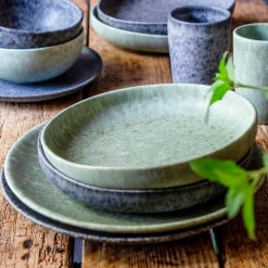 Die moderne Hausfrau Geschirr-Set, Steinzeug Moos'N'Stein Grün