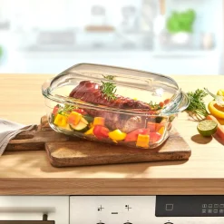 Die moderne Hausfrau Glas-Back- und -Auflaufform „2 in 1“ mit Deckel