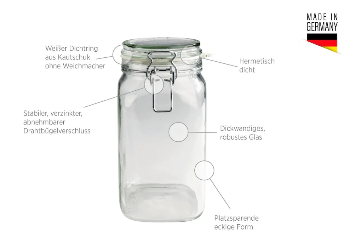 Die moderne Hausfrau Gothika Vorratsglas-Set mit Deckel, Glas 7 x Einmachglas