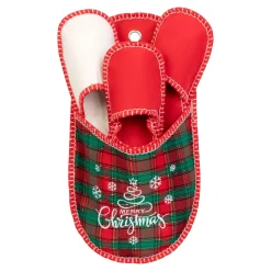 Damen Die moderne Hausfrau Gästehausschuh-Set „Weihnachten“, 3 Paar