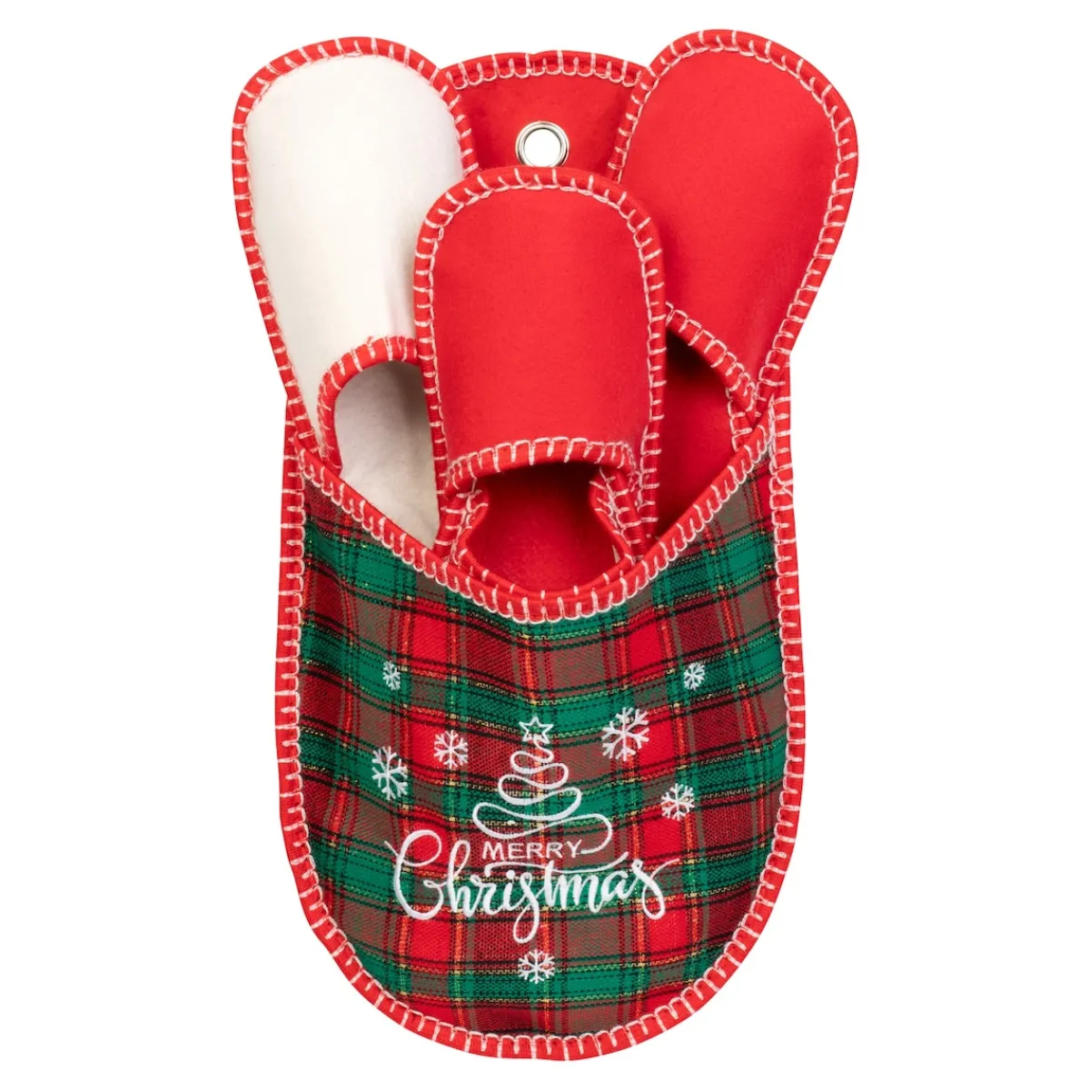 Damen Die moderne Hausfrau Gästehausschuh-Set „Weihnachten“, 3 Paar