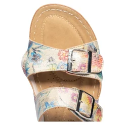 Damen Die moderne Hausfrau Hallux-Klett-Pantolette „Helga“ beige