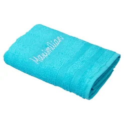 Die moderne Hausfrau Handtuch personalisiert mit Namen, 50x100 cm, 100% Baumwolle türkis