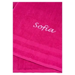 Die moderne Hausfrau Handtuch personalisiert mit Namen, 50x100 cm, 100% Baumwolle pink