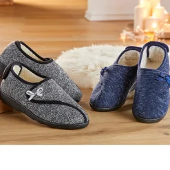 Damen Die moderne Hausfrau Hausschuh "Doppelklett" grau