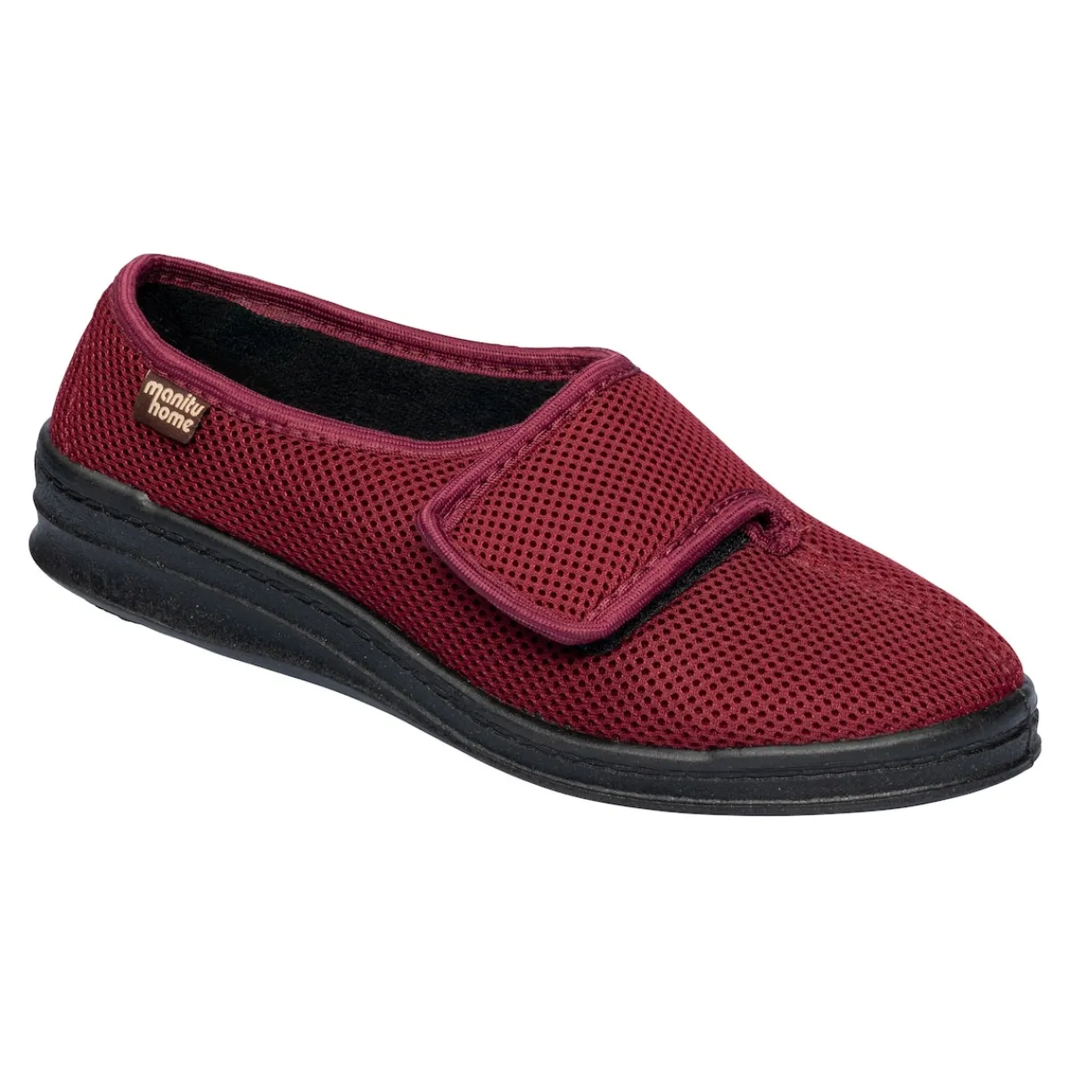 Damen Die moderne Hausfrau Hausschuh mit Klettverschluss "Komfort" rot