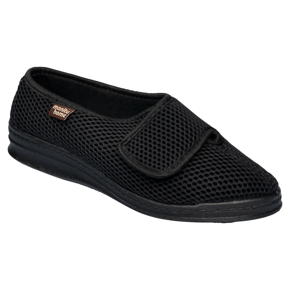 Damen Die moderne Hausfrau Hausschuh mit Klettverschluss "Komfort" schwarz