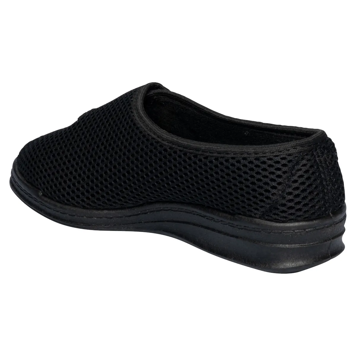 Damen Die moderne Hausfrau Hausschuh mit Klettverschluss "Komfort" schwarz