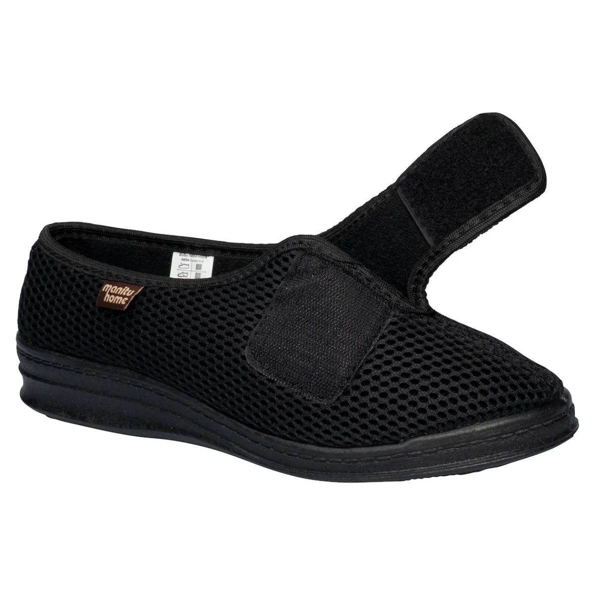 Damen Die moderne Hausfrau Hausschuh mit Klettverschluss "Komfort" schwarz