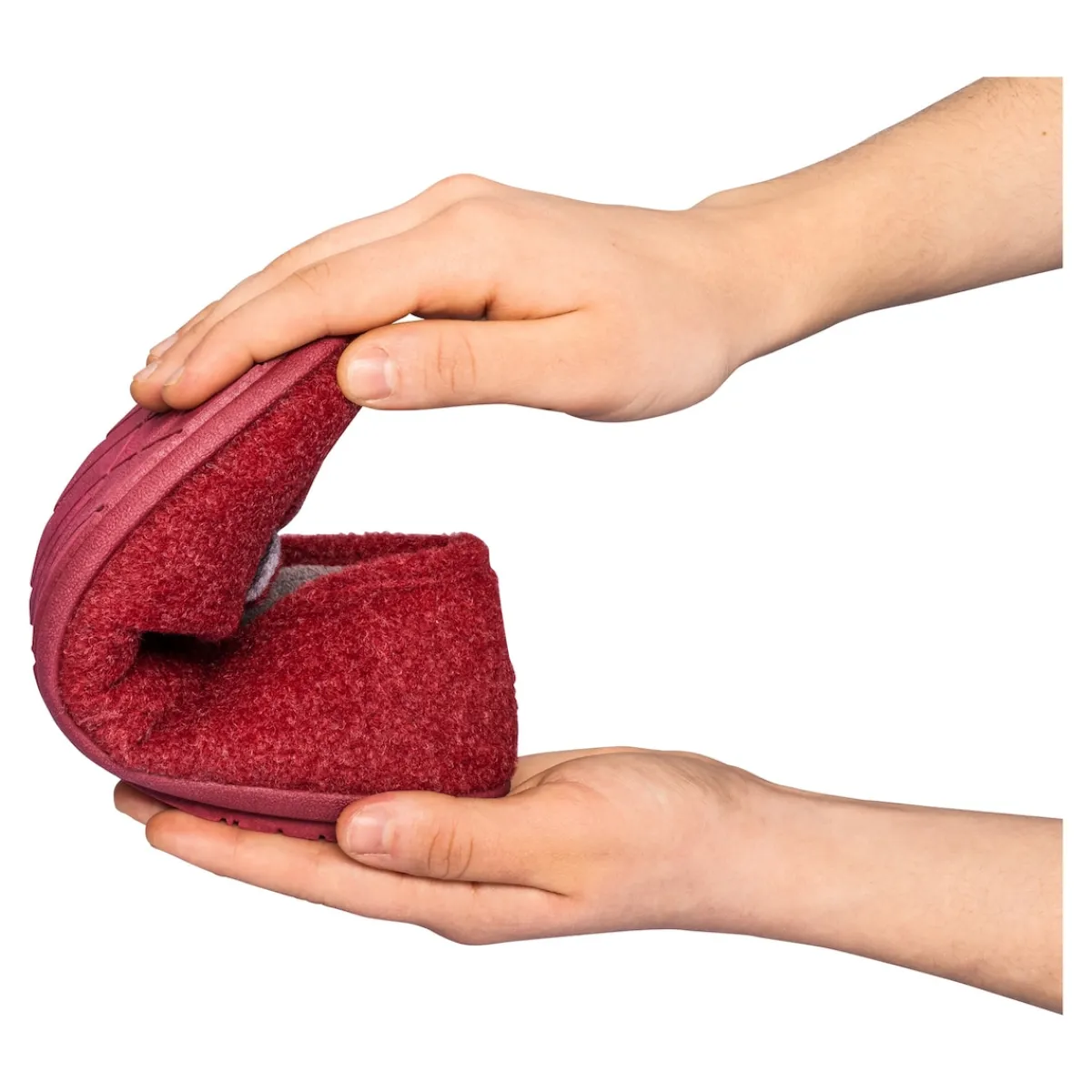 Damen Die moderne Hausfrau Hausschuh-Ballerina „Bärbel“ rot