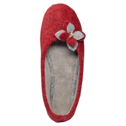Damen Die moderne Hausfrau Hausschuh-Ballerina „Bärbel“ rot