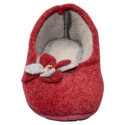 Damen Die moderne Hausfrau Hausschuh-Ballerina „Bärbel“ rot