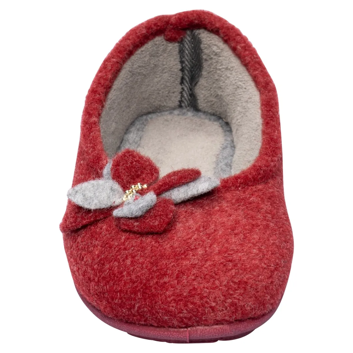 Damen Die moderne Hausfrau Hausschuh-Ballerina „Bärbel“ rot