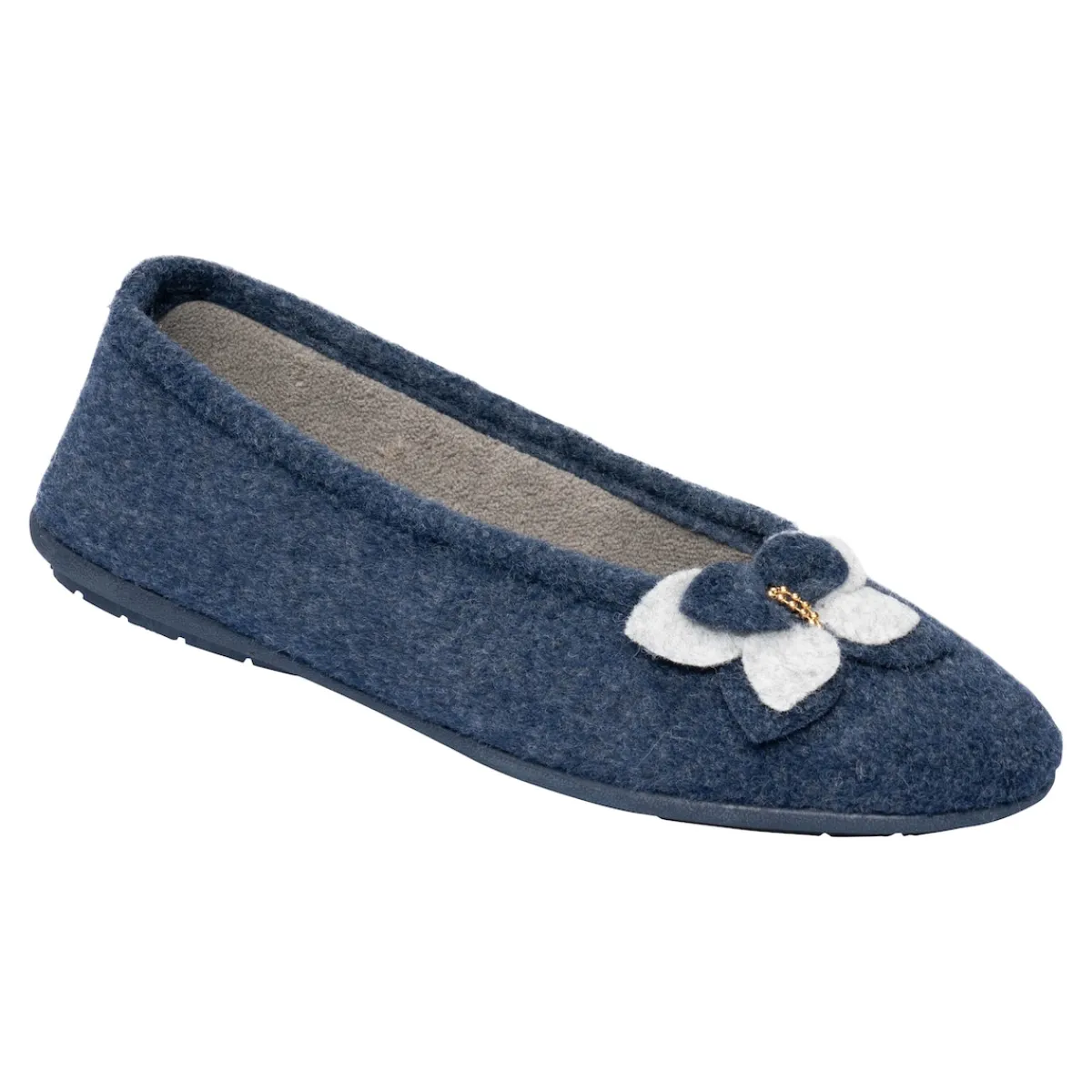 Damen Die moderne Hausfrau Hausschuh-Ballerina „Bärbel“ marine
