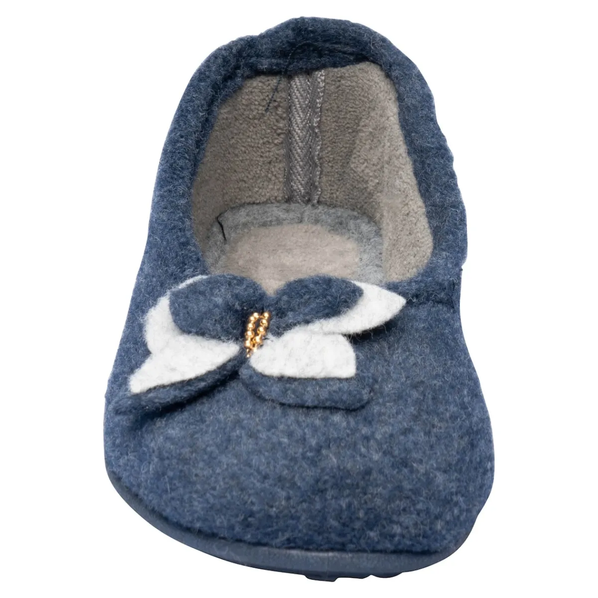 Damen Die moderne Hausfrau Hausschuh-Ballerina „Bärbel“ marine
