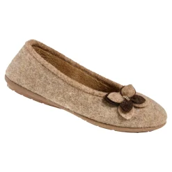 Damen Die moderne Hausfrau Hausschuh-Ballerina „Bärbel“ taupe