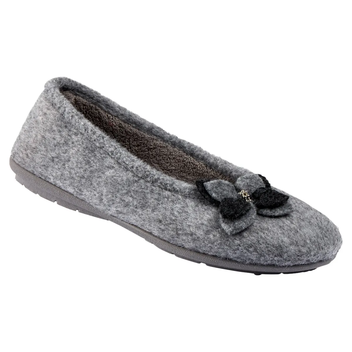 Damen Die moderne Hausfrau Hausschuh-Ballerina „Bärbel“ grau