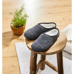 Damen Die moderne Hausfrau Hausschuh-Pantolette mit Wolle