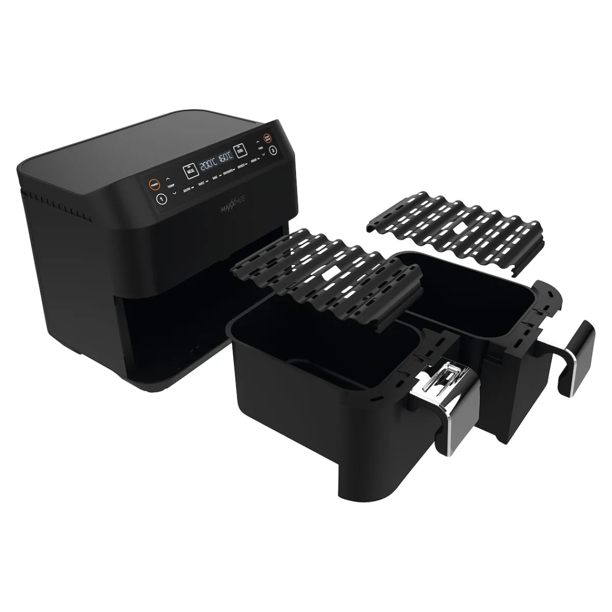 Die moderne Hausfrau Heißluftfritteuse mit Doppelkorb, 2x 3,8 l