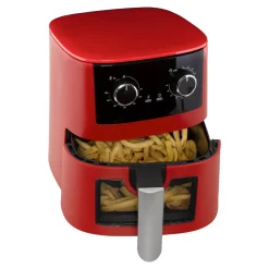 Die moderne Hausfrau Heißluftfritteuse „Rot“ mit Sichtfenster