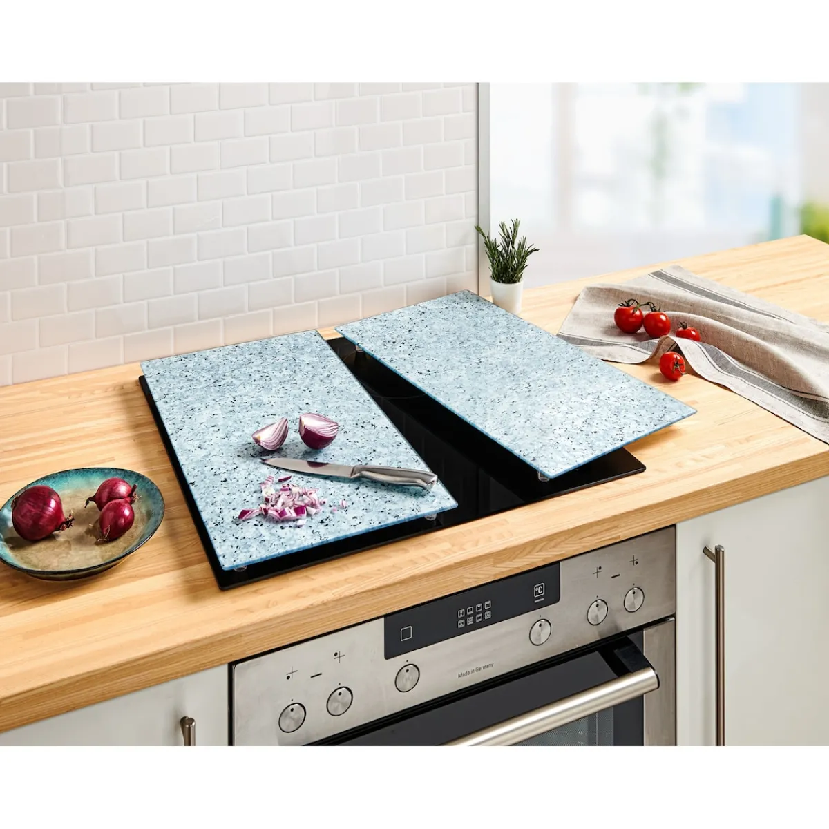 Die moderne Hausfrau Herdabdeckplatten "Stein", 2 Stück