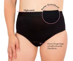 Die moderne Hausfrau High-waist Slip mit Saugeinlage Schwarz