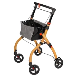 Die moderne Hausfrau Indoor-Rollator in Holz-Optik mit Tasche und Tablett - AT51040 schwarz/braun