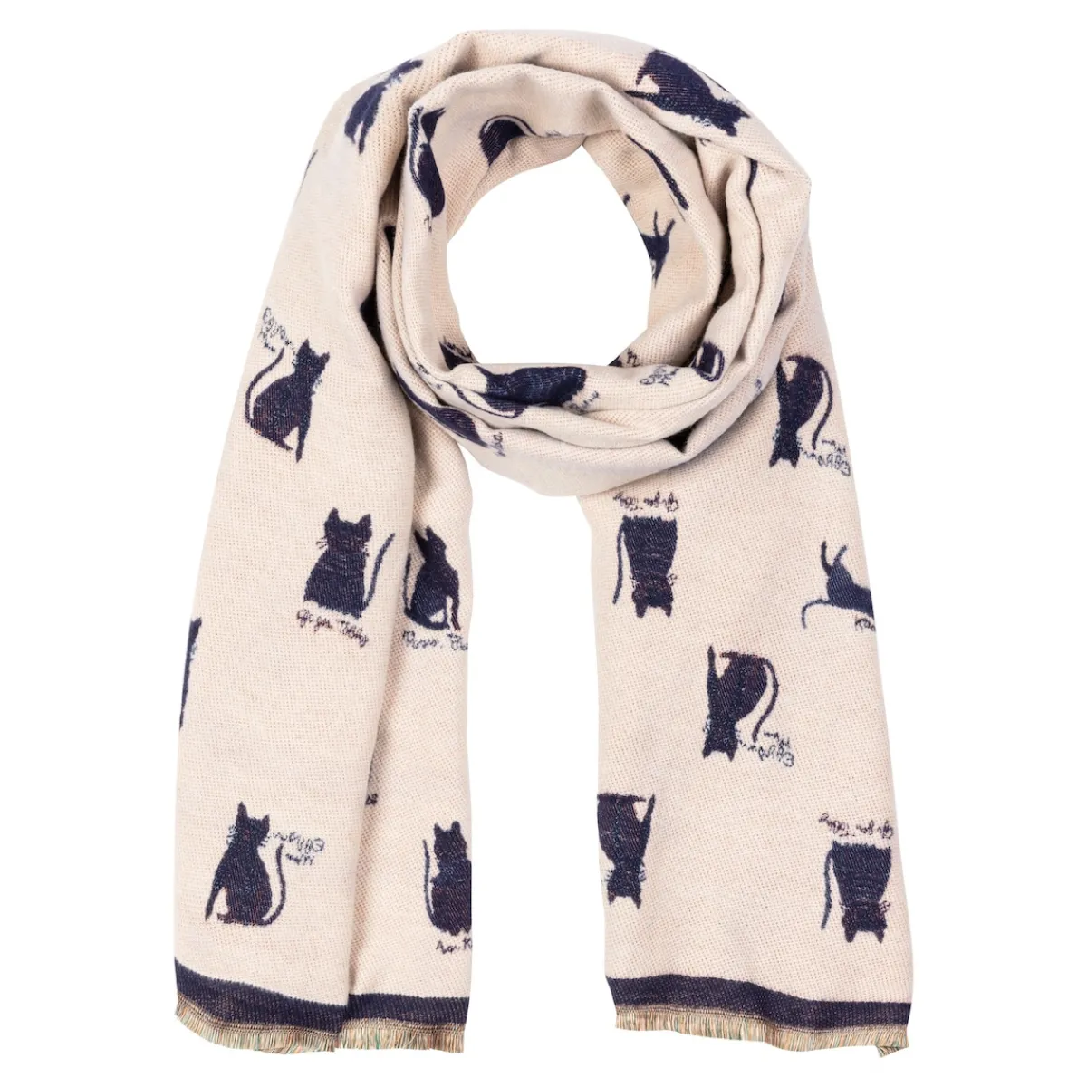 Damen Die moderne Hausfrau Jacquardschal „Katzenwelt“