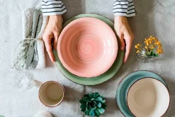 Die moderne Hausfrau Kaffeebecher-Set, Steingut LUMACA Koralle