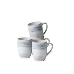 Die moderne Hausfrau Kaffeebecher-Set, Steinzeug TIEFER SEE Grau / Weiß