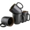 Die moderne Hausfrau Kaffeebecher-Set, Steinzeug Niara Schwarz / Grau