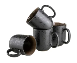 Die moderne Hausfrau Kaffeebecher-Set, Steinzeug Niara Schwarz / Grau