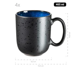 Die moderne Hausfrau Kaffeebecher-Set, Steinzeug Niara Schwarz / Grau